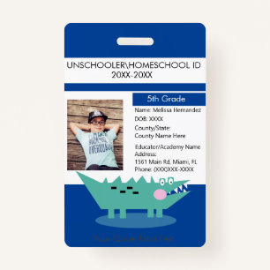 Modern Homeschooling Unschooling Student Alligator ID Badge