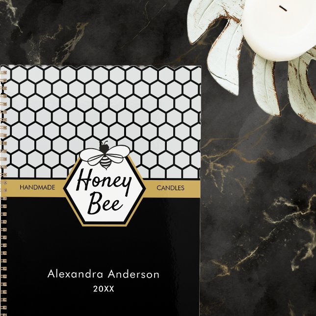 Modern Honey Bee Apiary Honeycomb Black Yellow Planner (Modern Honey Bee Apiary Honeycomb Black Yellow Planner)