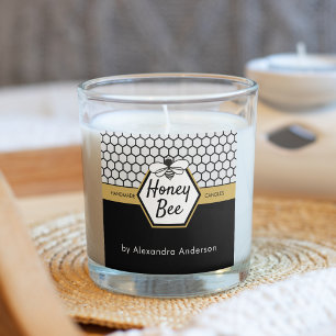 Modern Honey Bee Apiary Honeycomb Black Yellow Square Sticker