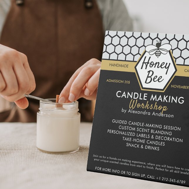 Modern Honey Bee Honeycomb Black Yellow Workshop Pedestal Sign (Modern Honey Bee Honeycomb Black Yellow Workshop Pedestal Sign)