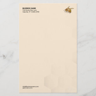 Modern Honey Bee Icon Honeycomb Watermark Stationery