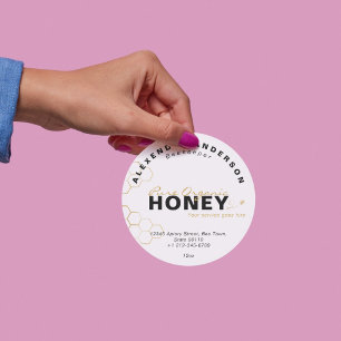 Modern Honey Bees Gold Honeycomb Classic Round Sticker