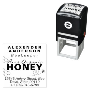 Modern Honey Bees Honeycomb Black Self-inking Stamp
