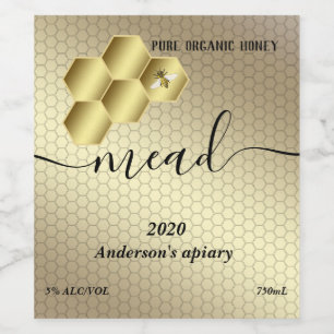 Modern honey comb mead wine label