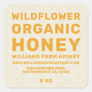 Modern Honey Jar Label Honeybee Apiary Antique