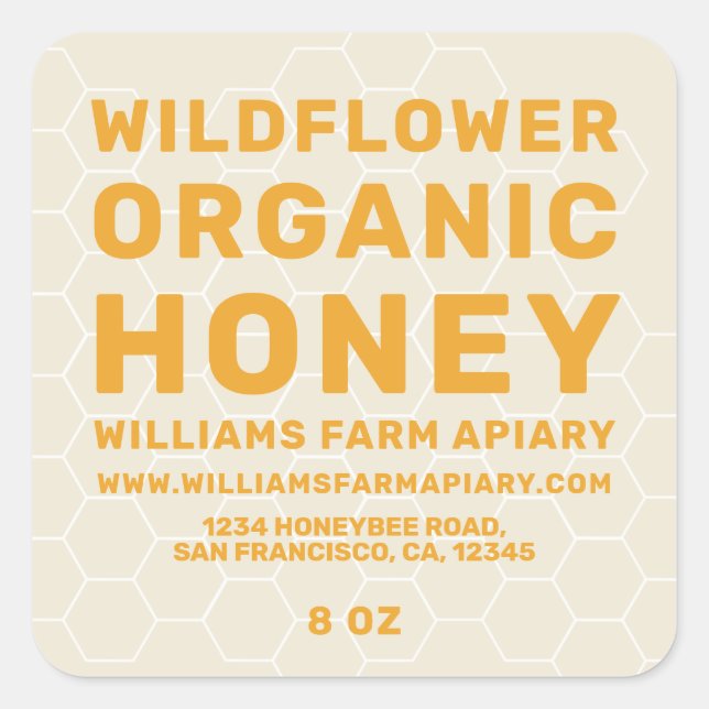 Modern Honey Jar Label Honeybee Apiary Antique  (Front)