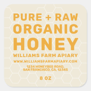 Modern Honey Jar Label Honeybee Apiary Kraft