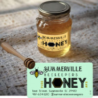 Modern Honey Label with Hexagon Border and Bee