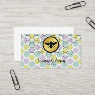 Modern honeycomb and hexagon bee logo business card
