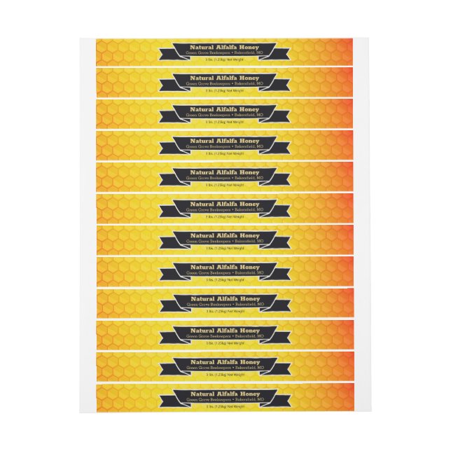 Modern Honeycomb Banner Food Wrap Around Label (Sheet)