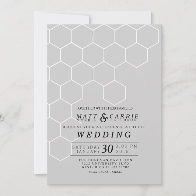 Modern Honeycomb Wedding Invitation (Front)