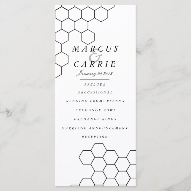 Modern Honeycomb Wedding Program Programme (Front)