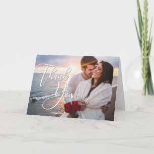 Modern Honeymoon 2 Photo Wedding Thank You Card