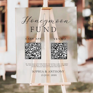 Modern Honeymoon Fund QR Code Acrylic Wedding Sign