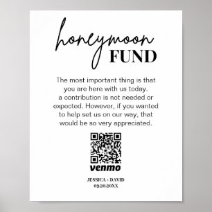 Modern Honeymoon Fund QR Code Sign