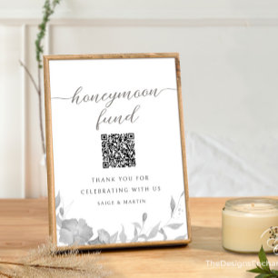 Modern Honeymoon Fund Sign Minimal Floral Poster Invitation