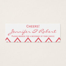 Modern Honeysuckle Pink Chevron Wedding Drink Tick