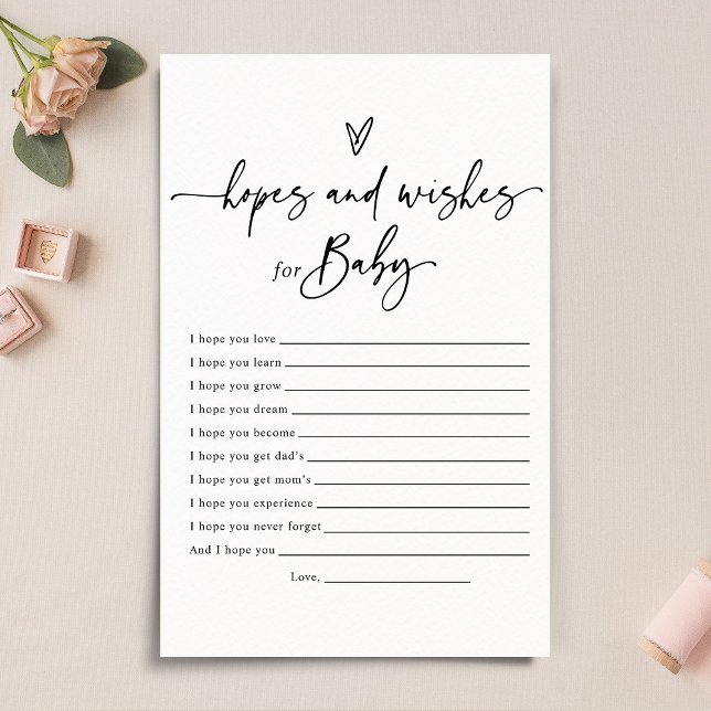 Modern Hopes and Wishes for Baby Shower Card (Creator Uploaded)