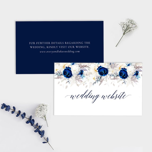 Modern Horizon Blue & White Floral Wedding Enclosure Card (Creator Uploaded)