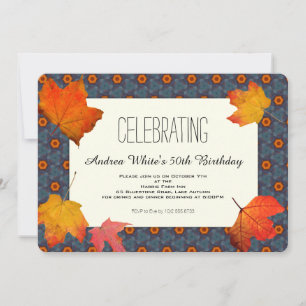 Modern Horizontal Fall Birthday Party Invitations