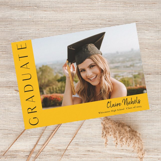Modern Horizontal Photo Graduation Invitation (Modern typography 2 photo graduation invitations.)