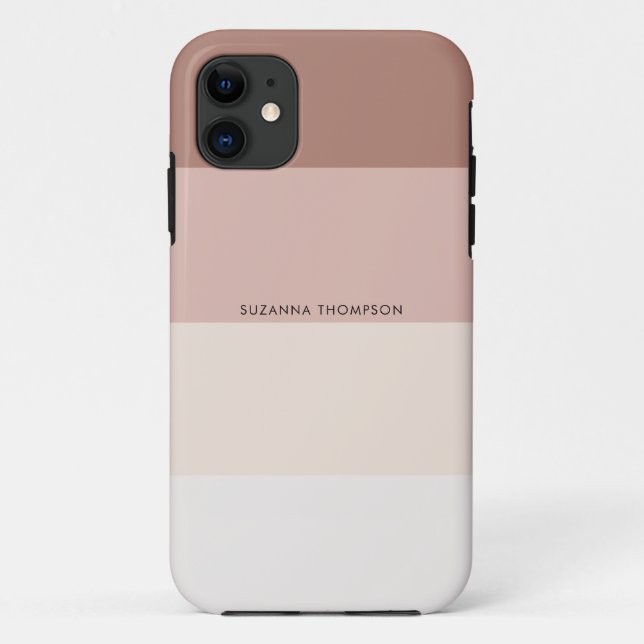 Modern Horizontal Stripe Beige Brown Earthy Tones  Case-Mate iPhone Case (Back)