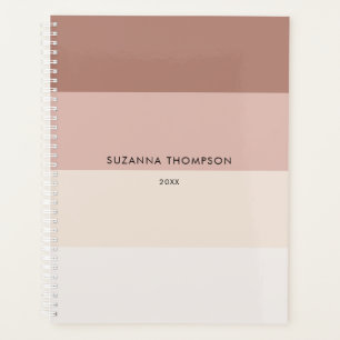Modern Horizontal Stripe Beige Brown Earthy Tones Planner