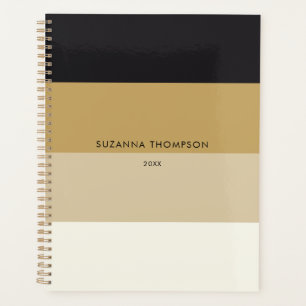 Modern Horizontal Stripe Black & Gold Colour Tones Planner