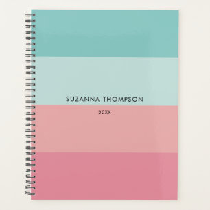 Modern Horizontal Stripe Pastel Pink & Blue  Planner