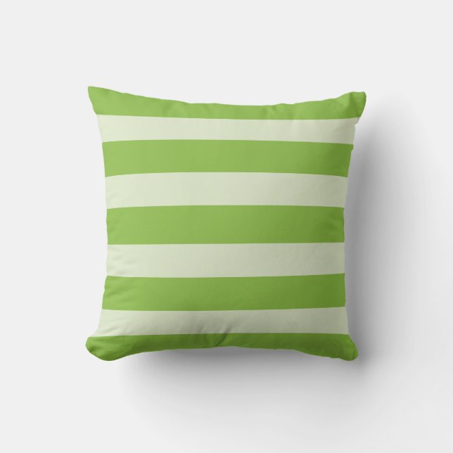 Modern Horizontal Striped Green Throw Pillow (Front)