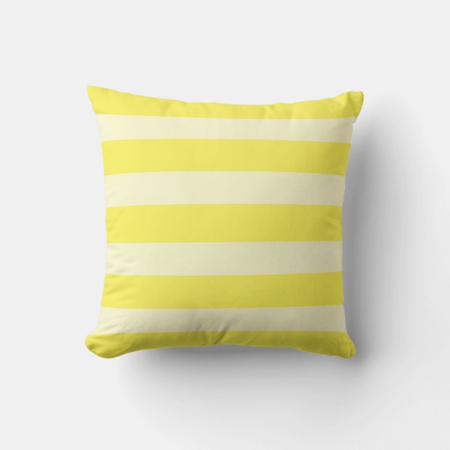 Modern Horizontal Striped Yellow Throw Pillow (Front)