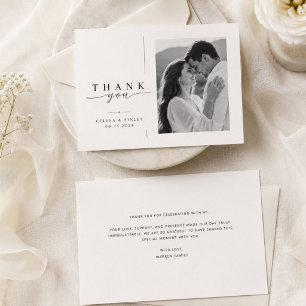 Modern Horizontal Wedding Thank You Photo Card