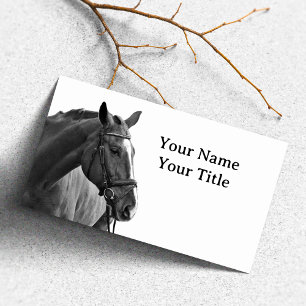 Modern Horse Black and White Equestrian Business Card
