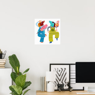 Modern Horse Collage Character Art(Semi-Gloss) Poster