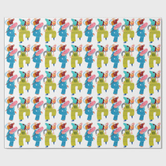 Modern Horse Collage Character Art(Semi-Gloss) Wrapping Paper