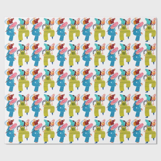 Modern Horse Collage Character Art(Semi-Gloss) Wrapping Paper (Flat)