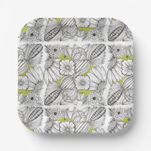 Modern Hosting & Dinner Party Floral Doodle Paper Plate