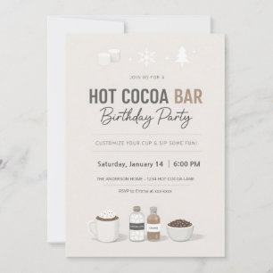 Modern Hot Cocoa Bar Birthday Invitation