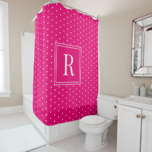 Modern Hot Fuschia Pink Monogrammed Shower Curtain