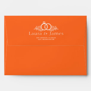 Modern hot orange colourful trendy Wedding Envelope