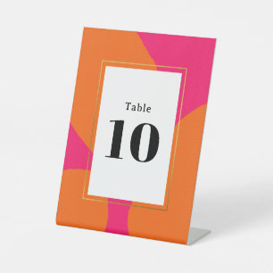 Modern Hot Pink and Orange Abstract Table Number Pedestal Sign