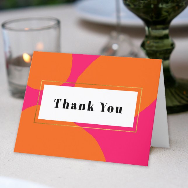 Modern Hot Pink and Orange Thank You (An inside text template is included to personalize with your thank you text.)