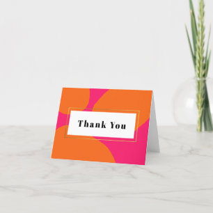 Modern Hot Pink and Orange Thank You Card