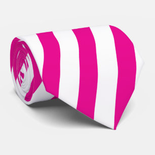 Modern Hot Pink and White Diagonal Stripe Tie