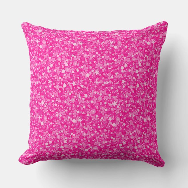 Modern Hot Pink And White Glitter Cushion (Front)