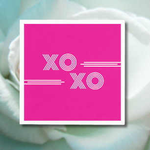Modern Hot Pink and White XOXO Valentine Napkin