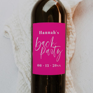 Modern Hot Pink Bachelorette Wine Label Favours