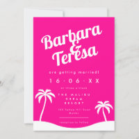 Modern Hot Pink Barbiecore Trendy Beach Wedding