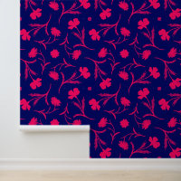 Modern Hot Pink & Blue Floral Liberty Pattern Navy