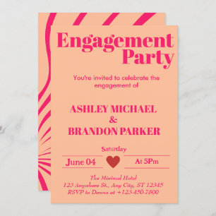 Modern Hot Pink Bold Typography Engagement Party  Invitation
